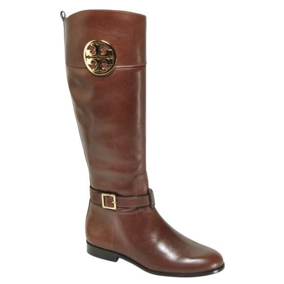Tory Burch Shoes - Tory Burch Women's Adeline Brown Leather Knee High Riding Boots Back Zip Closure